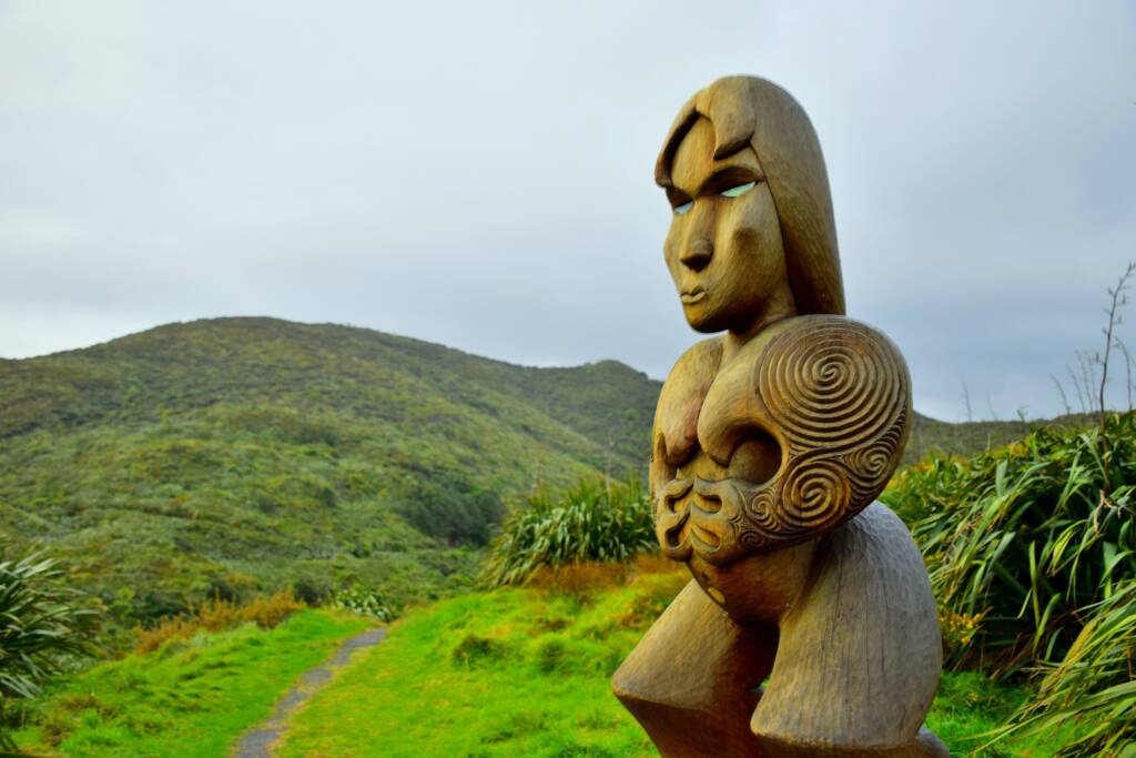 Māori statue, New Zealand, North Island.